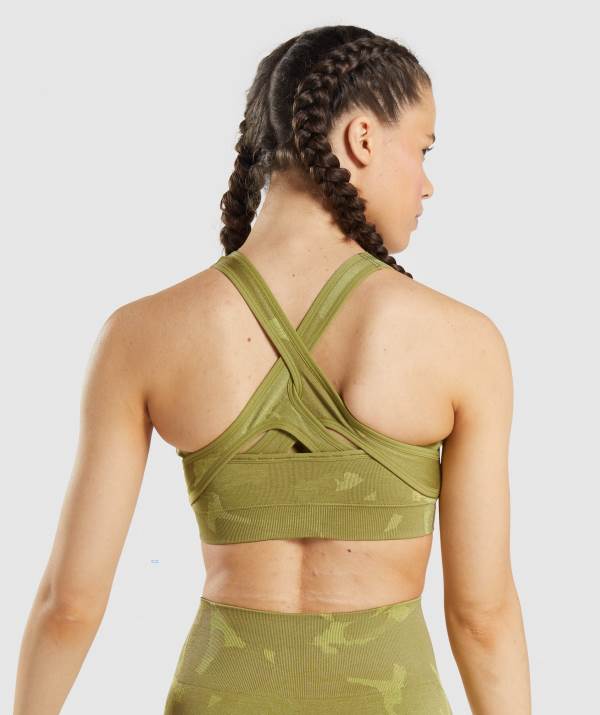 Damske Športové Podprsenky Gymshark Adapt Camo Seamless Zelene | OR4729356